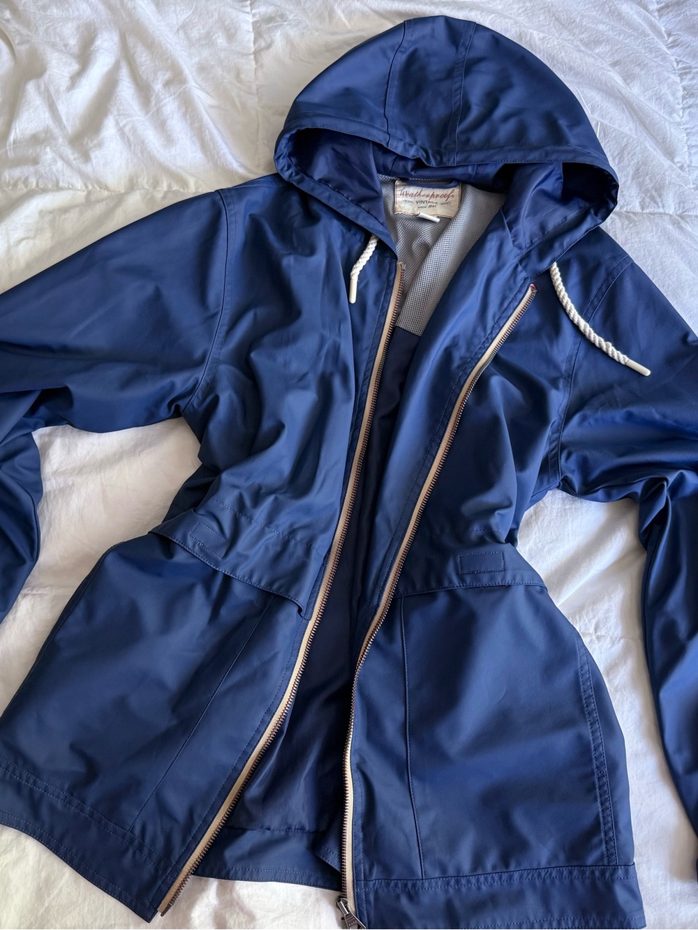 Weatherproof Vintage Blue Hooded Rain Jacket M